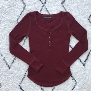 Abercrombie waffle knit slim-fit henley, burgundy